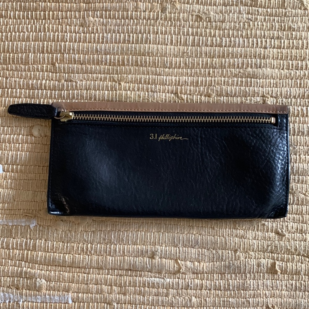 3.1 Phillip Lim black leather cosmetic bag case